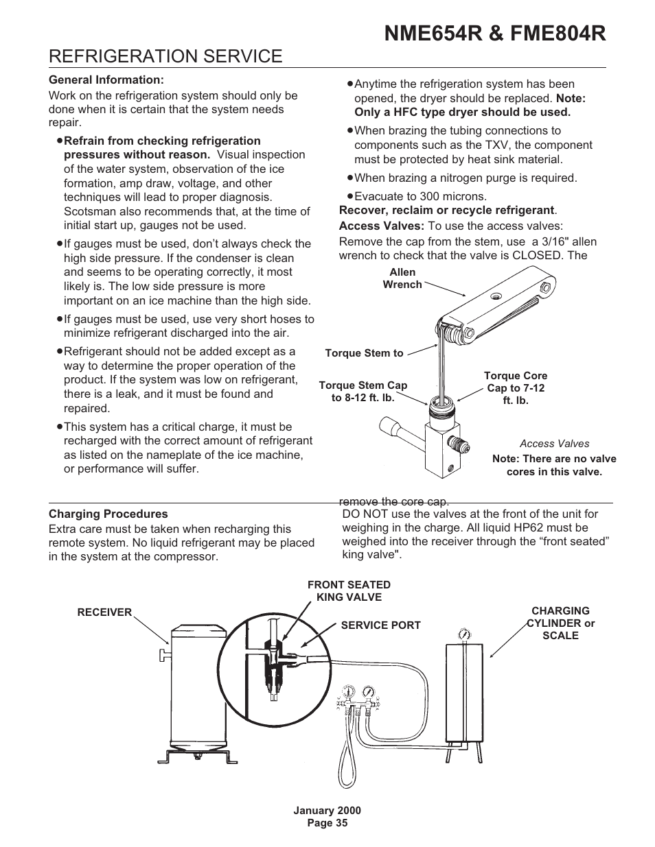 Refrigeration service | Scotsman NME654R User Manual | Page 35 / 35