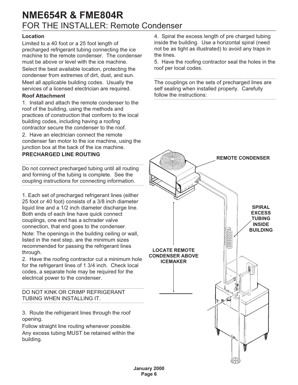 For the installer: remote condenser | Scotsman NME654R User Manual | Page 6 / 35