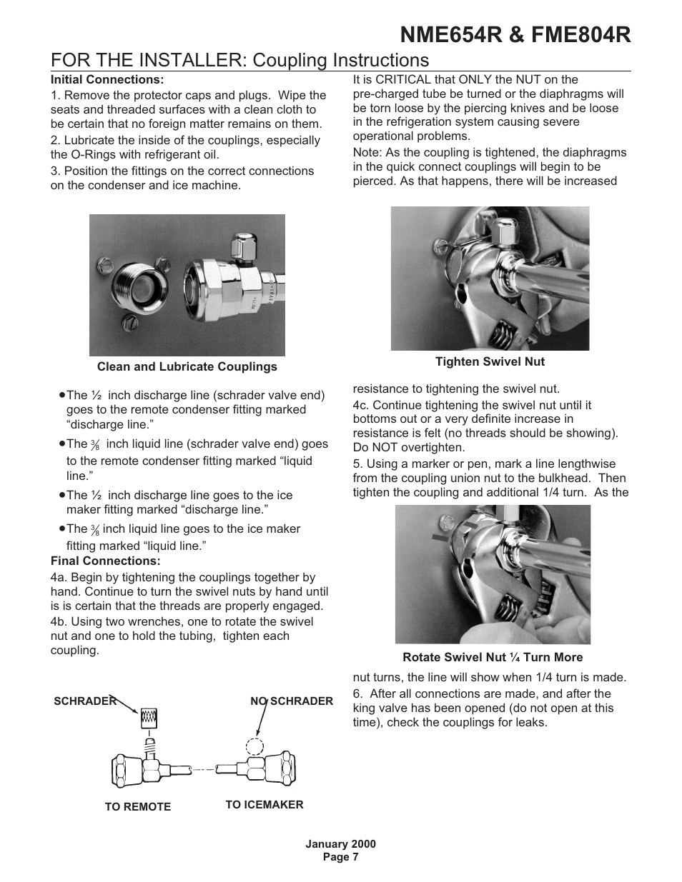 For the installer: coupling instructions | Scotsman NME654R User Manual | Page 7 / 35