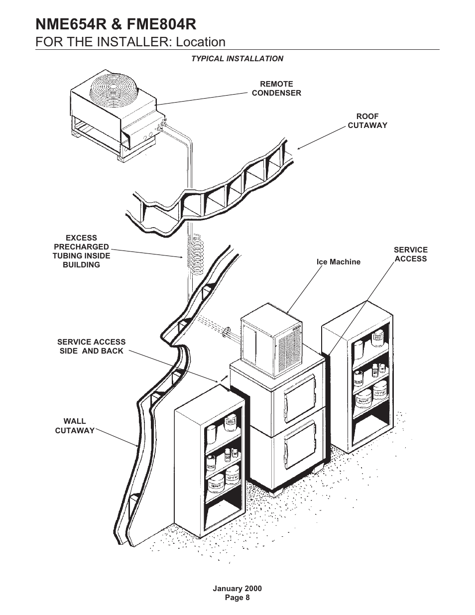 For the installer: location | Scotsman NME654R User Manual | Page 8 / 35