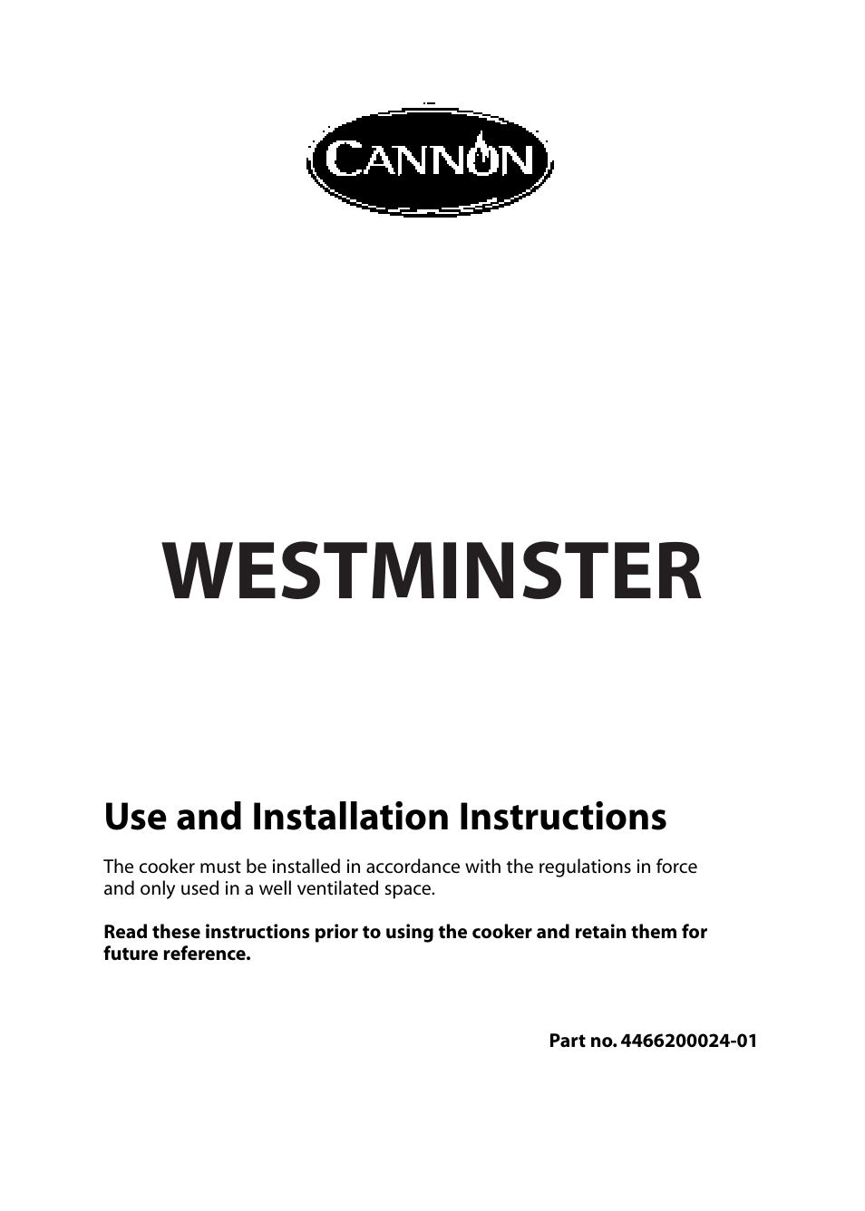 Cannon WESTMINSTER 4466200024-01 User Manual | 32 pages