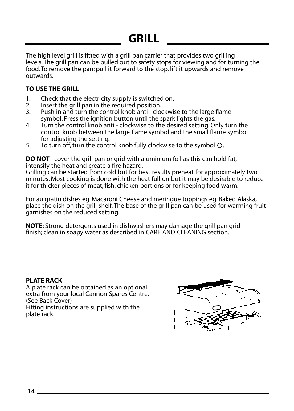 Grill | Cannon WESTMINSTER 4466200024-01 User Manual | Page 14 / 32