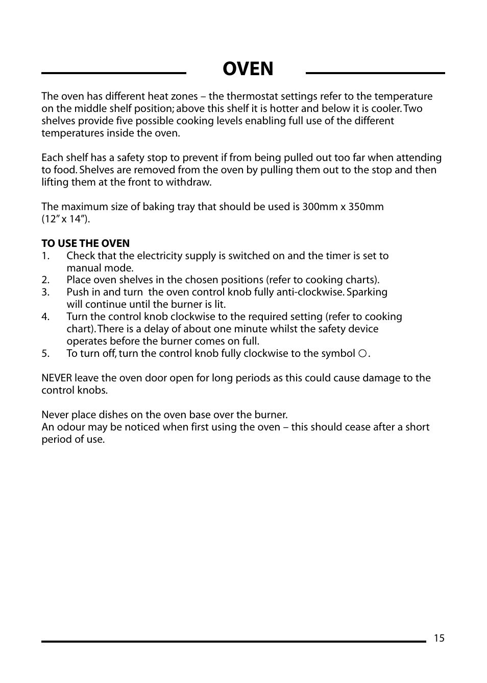 Oven | Cannon WESTMINSTER 4466200024-01 User Manual | Page 15 / 32