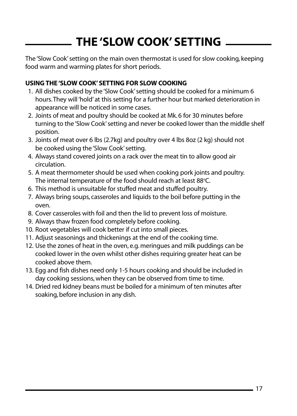 The ‘slow cook’ setting | Cannon WESTMINSTER 4466200024-01 User Manual | Page 17 / 32