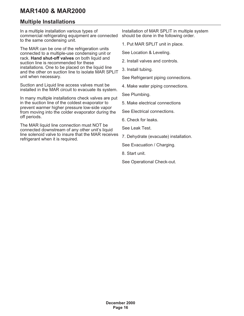 Multiple installations 16, Multiple installations | Scotsman MAR1400 User Manual | Page 16 / 33