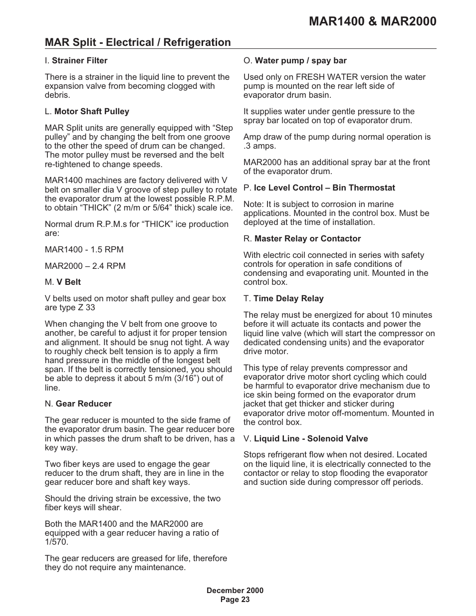 Mar split - electrical / refrigeration | Scotsman MAR1400 User Manual | Page 23 / 33