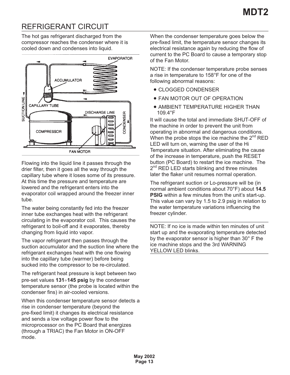 Mdt2, Refrigerant circuit | Scotsman MDT2 User Manual | Page 13 / 26