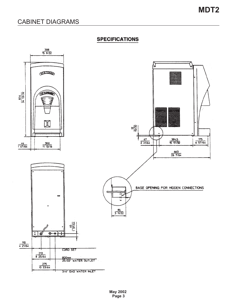Cabinet diagrams, Mdt2 | Scotsman MDT2 User Manual | Page 3 / 26
