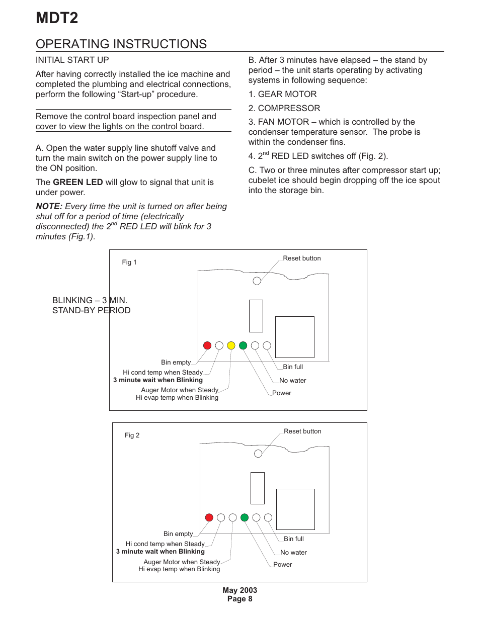 Mdt2, Operating instructions | Scotsman MDT2 User Manual | Page 8 / 26