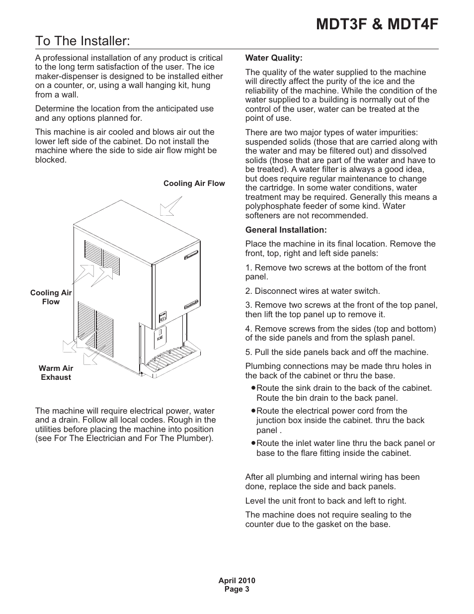 Mdt3f & mdt4f | Scotsman MDT3F User Manual | Page 3 / 30