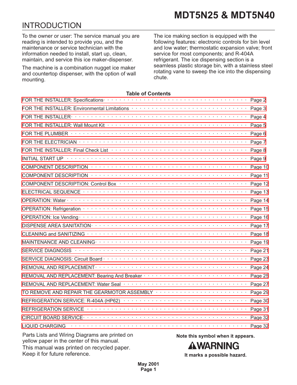 Scotsman MDT5N25 User Manual | 33 pages