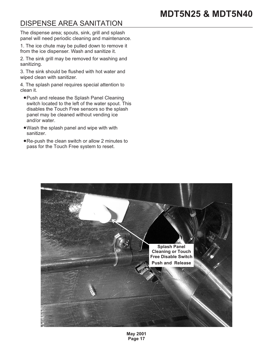 Dispense area sanitation | Scotsman MDT5N25 User Manual | Page 17 / 33