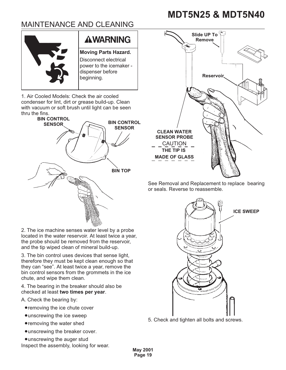 Maintenance and cleaning | Scotsman MDT5N25 User Manual | Page 19 / 33