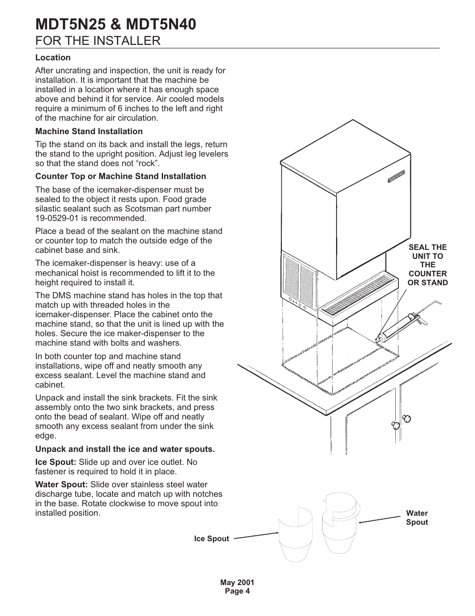 For the installer | Scotsman MDT5N25 User Manual | Page 4 / 33