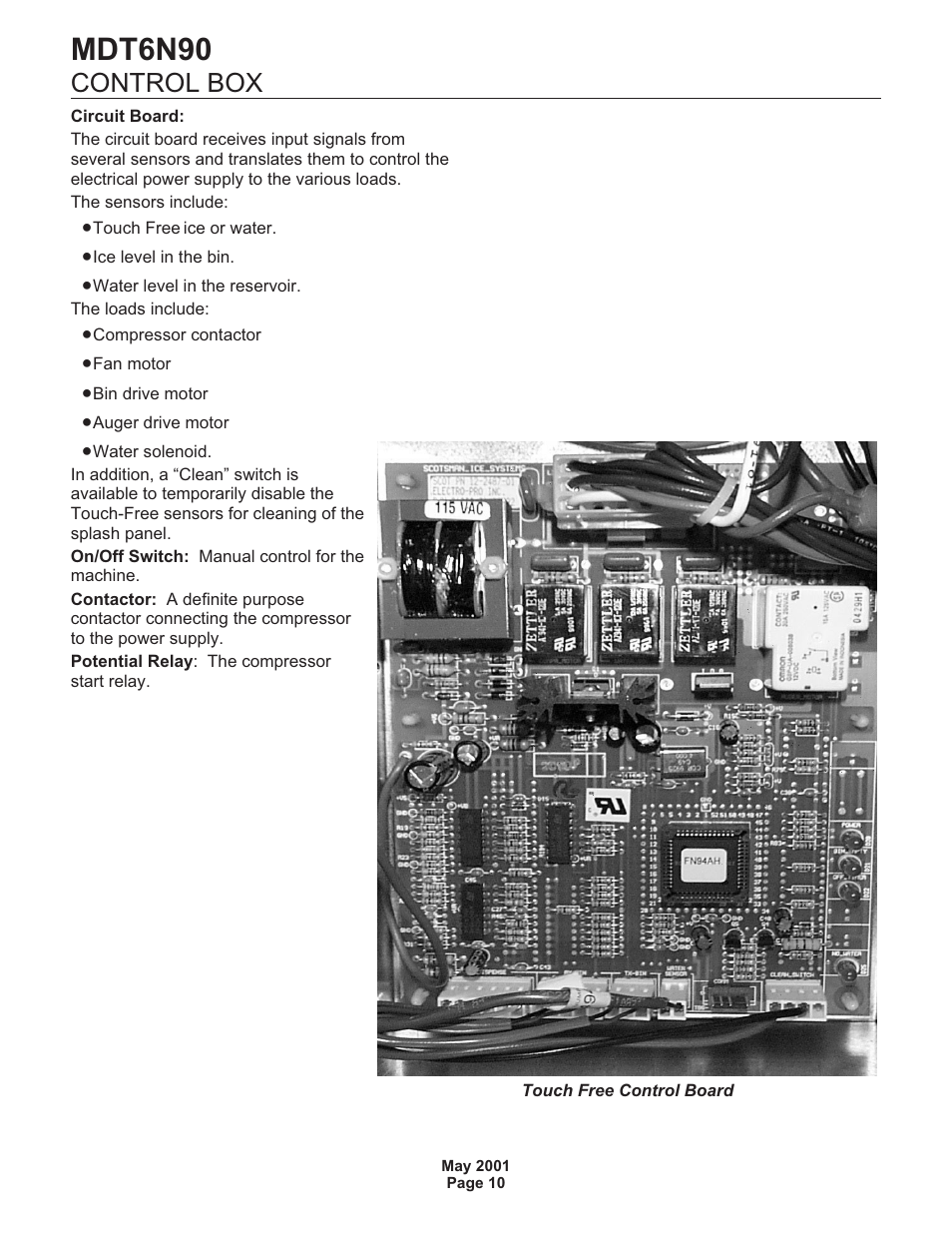 Mdt6n90, Control box | Scotsman MDT6N90 User Manual | Page 10 / 28