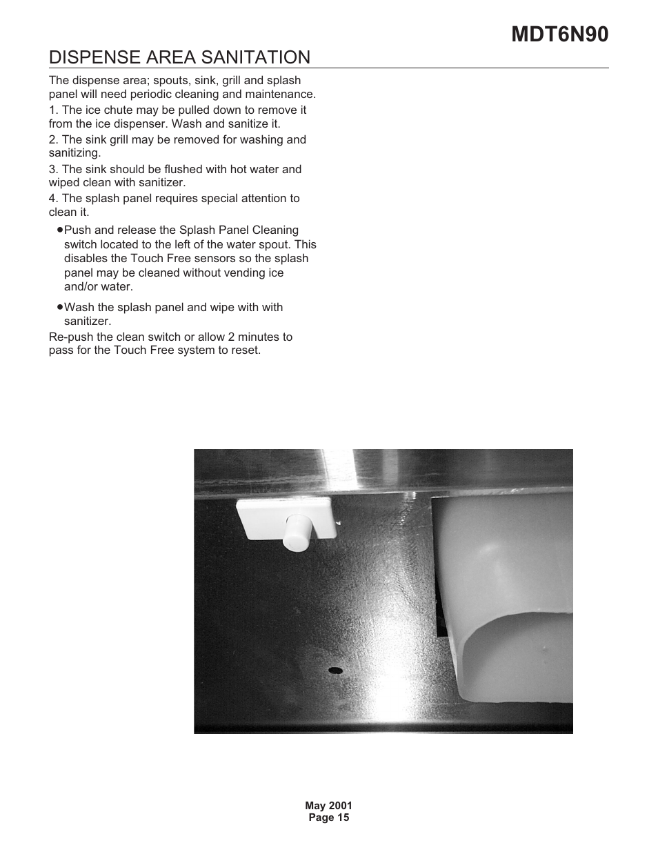 Mdt6n90, Dispense area sanitation | Scotsman MDT6N90 User Manual | Page 15 / 28