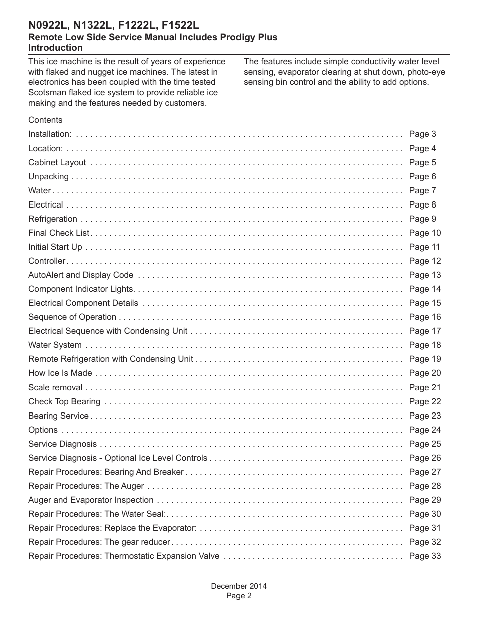 Scotsman F1222L Service Manual User Manual | Page 2 / 34
