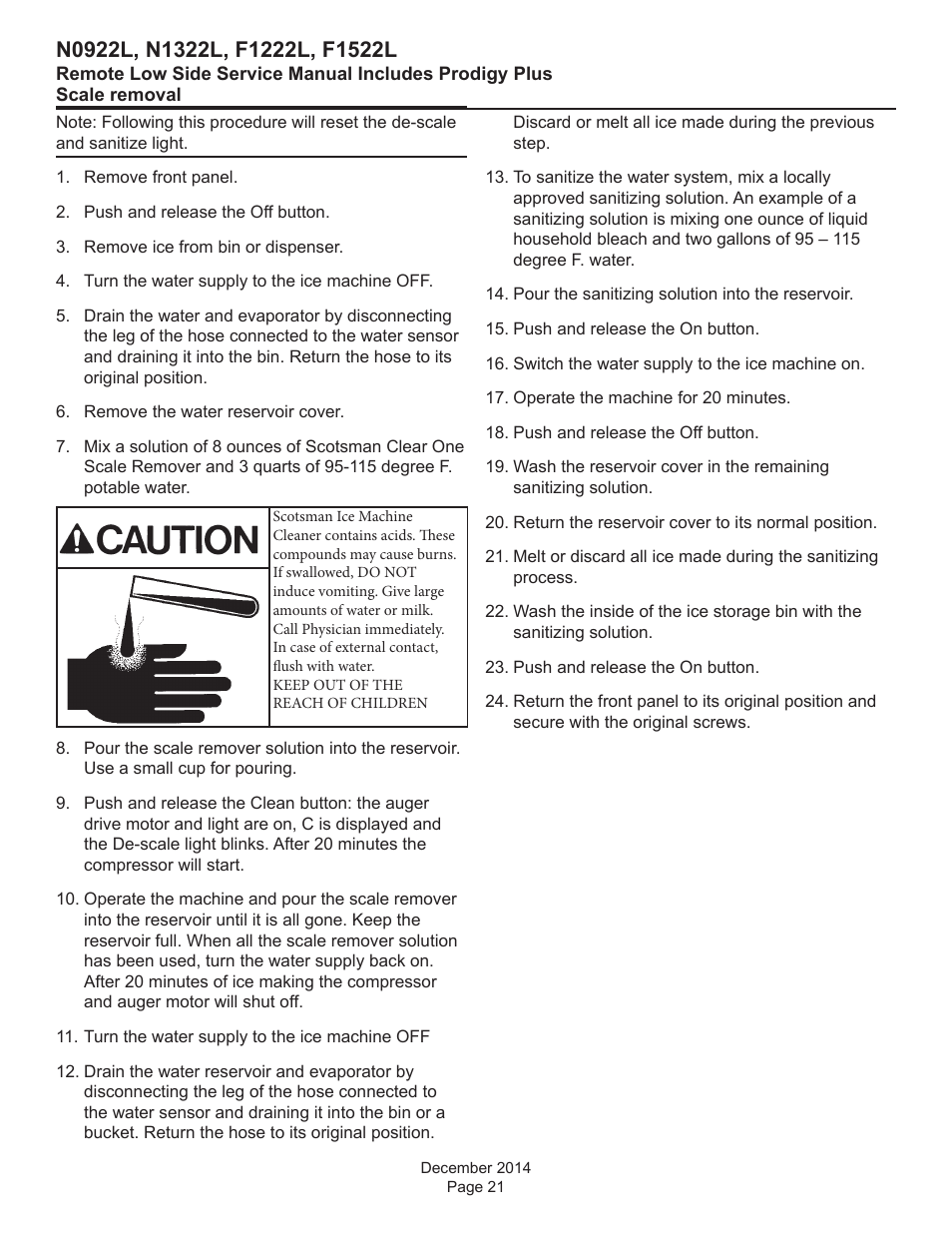 Scotsman F1222L Service Manual User Manual | Page 21 / 34