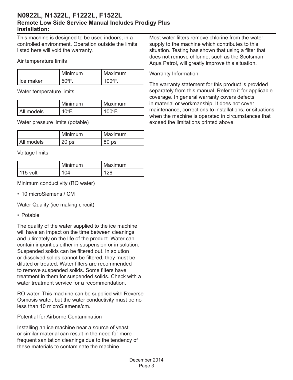 Scotsman F1222L Service Manual User Manual | Page 3 / 34