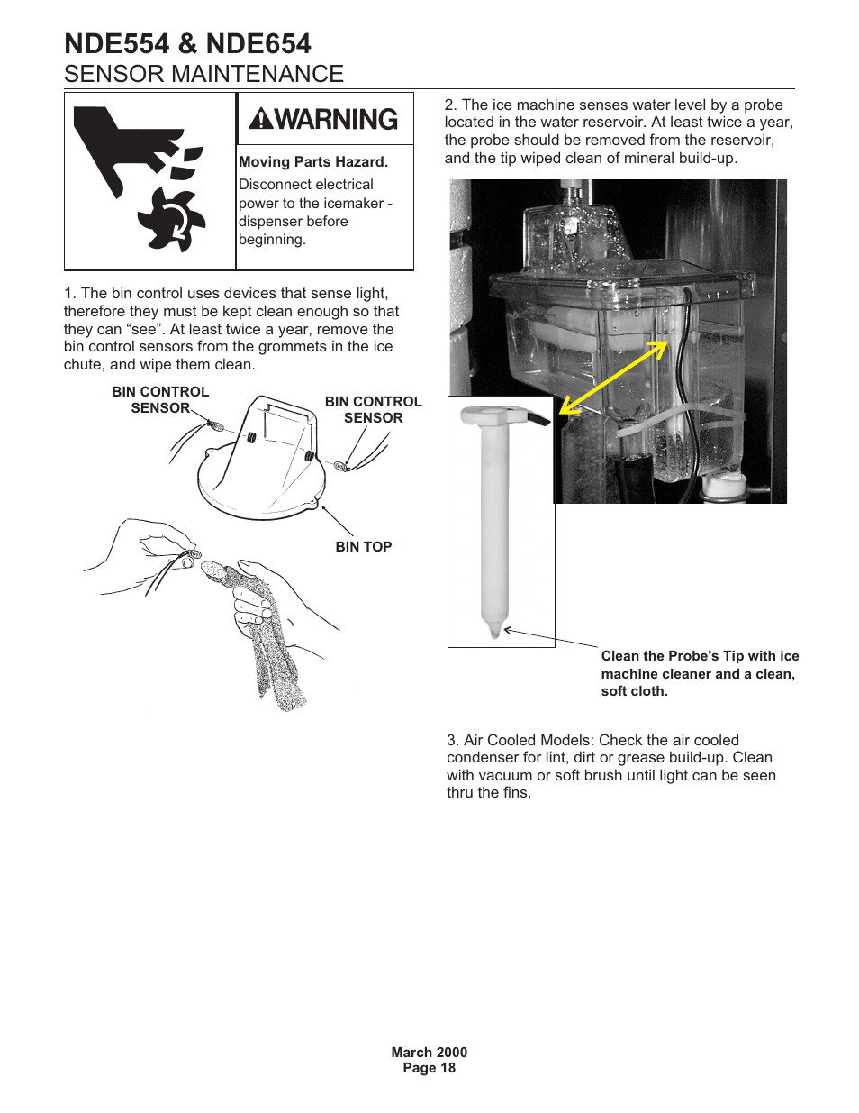 Sensor maintenance | Scotsman NDE554 User Manual | Page 18 / 30