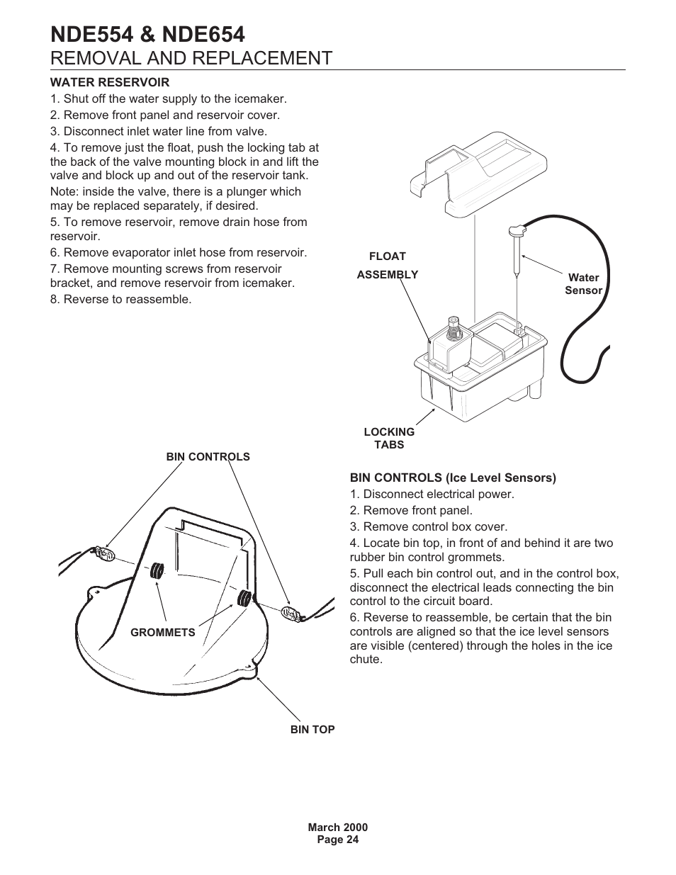 Removal and replacement | Scotsman NDE554 User Manual | Page 24 / 30