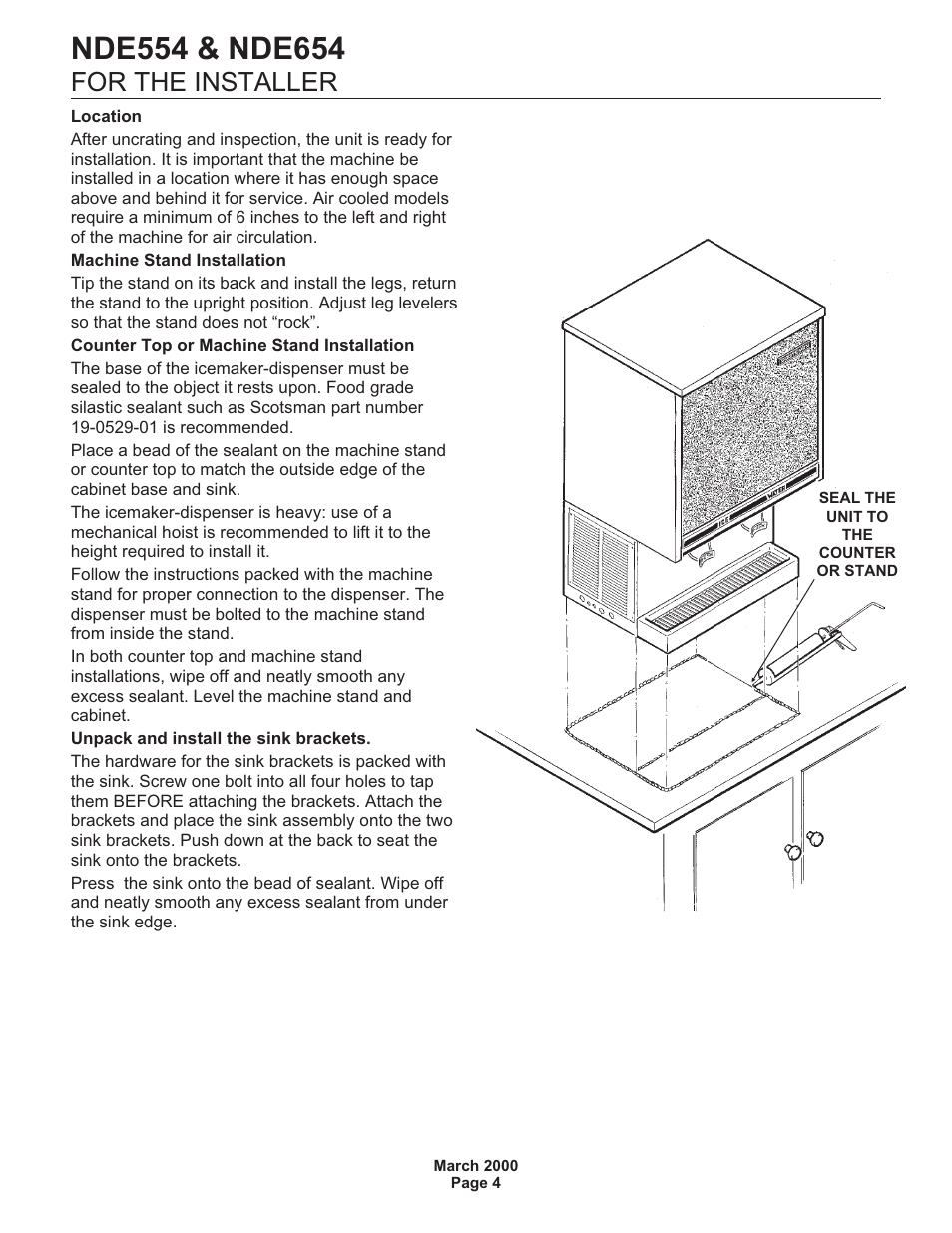 For the installer | Scotsman NDE554 User Manual | Page 4 / 30