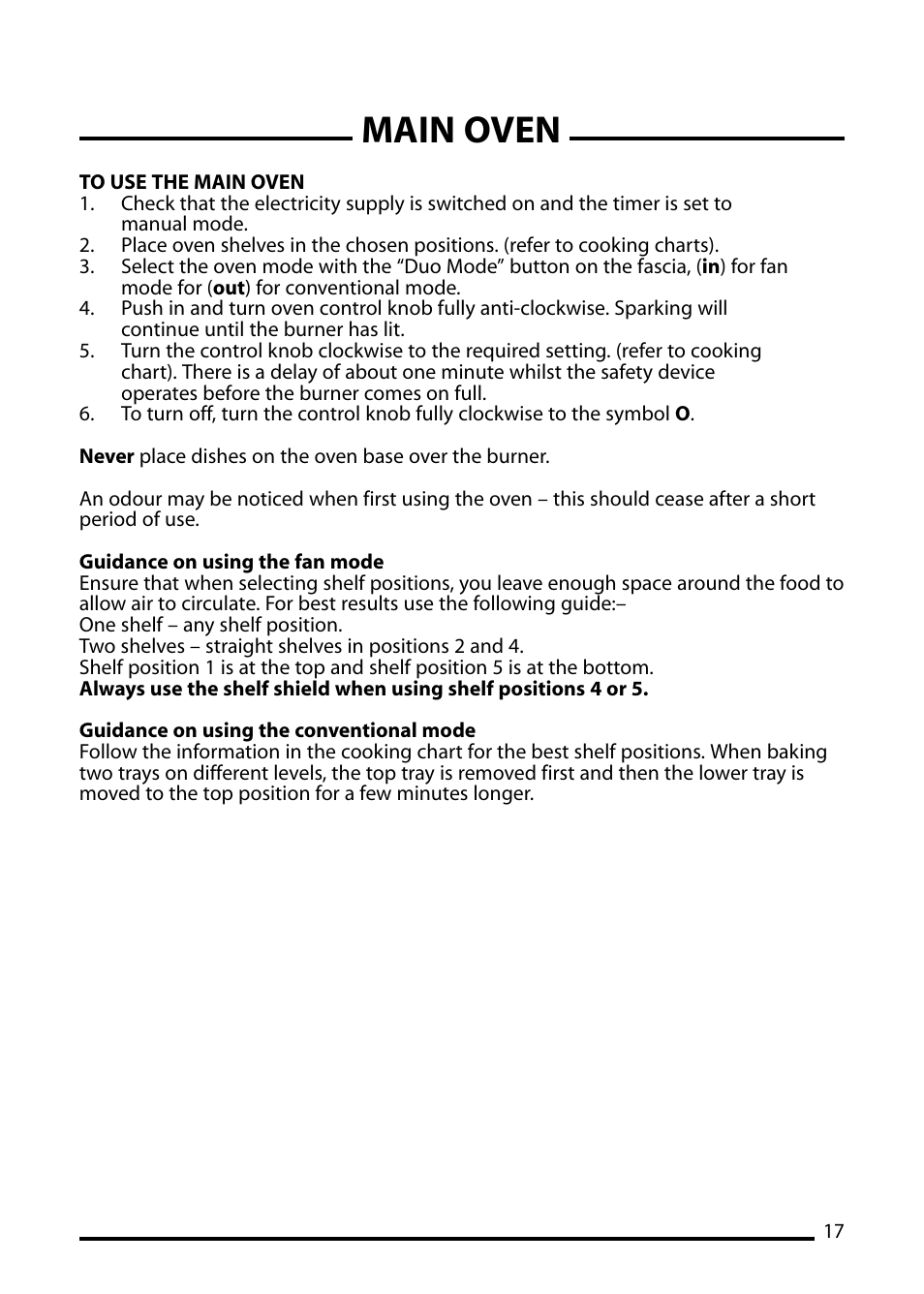 Main oven | Cannon PEMBROKE 10695G User Manual | Page 17 / 40