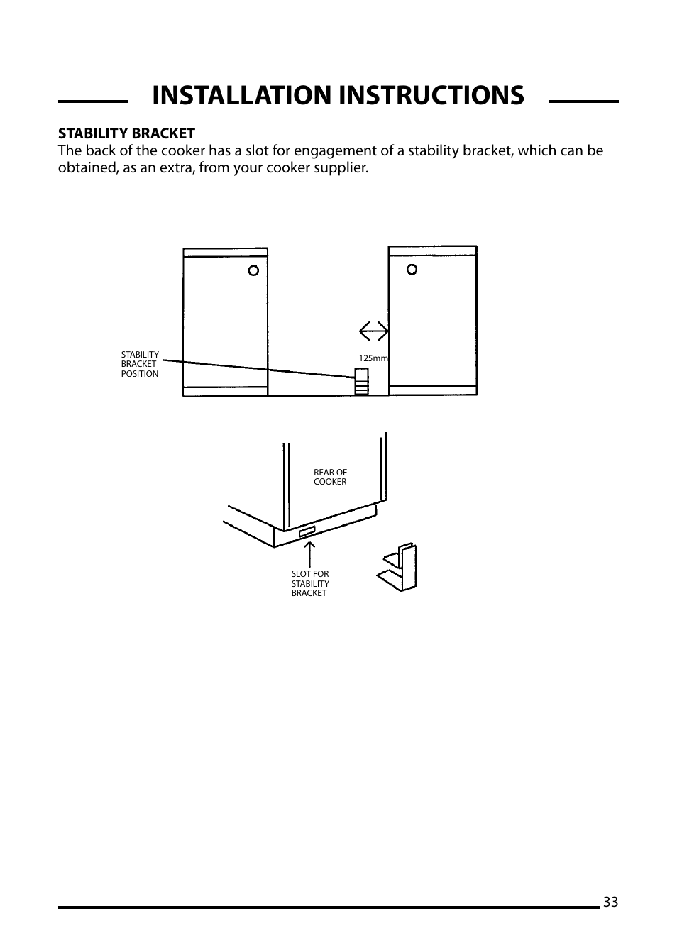 Installation instructions | Cannon PEMBROKE 10695G User Manual | Page 33 / 40