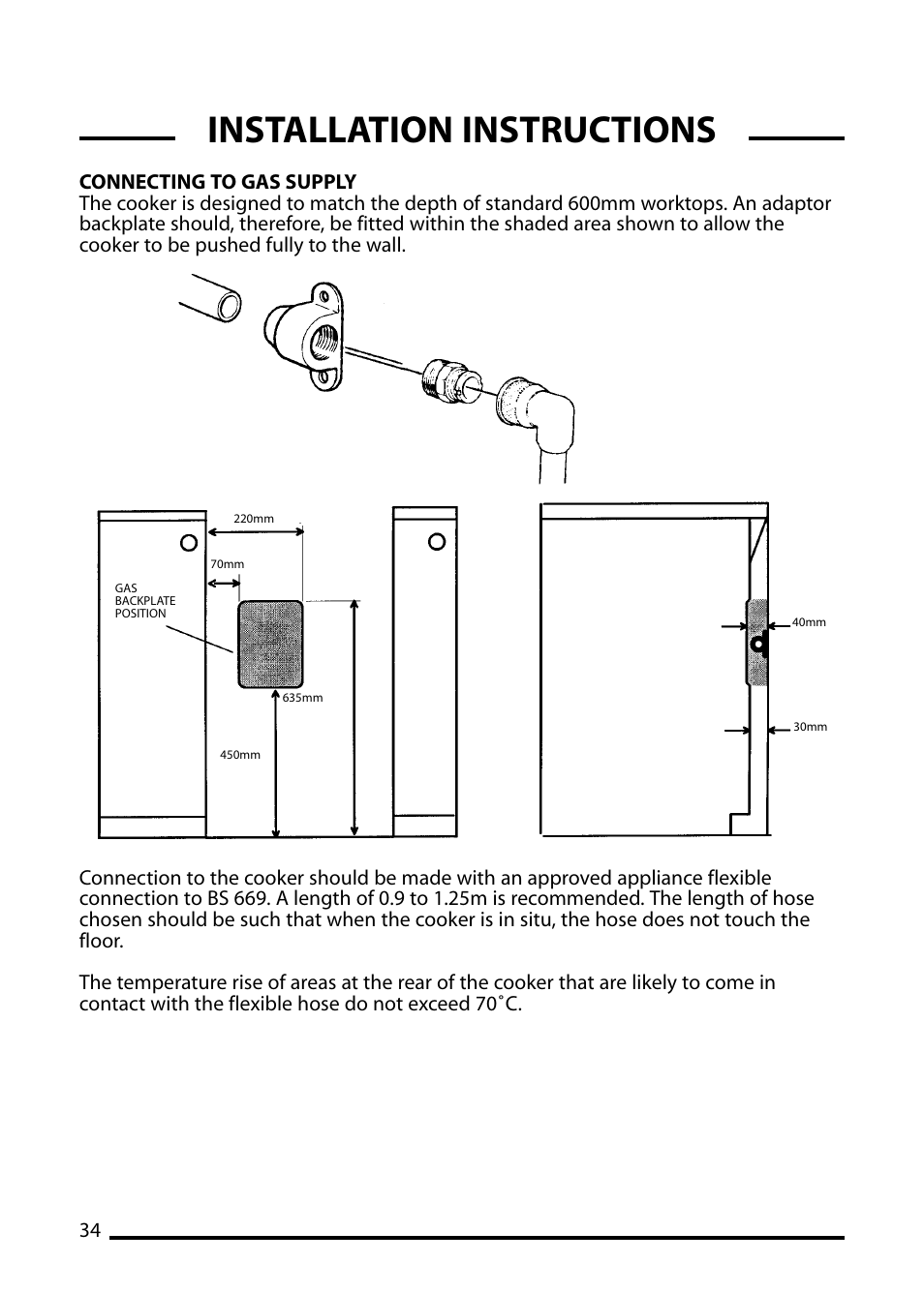 Installation instructions | Cannon PEMBROKE 10695G User Manual | Page 34 / 40