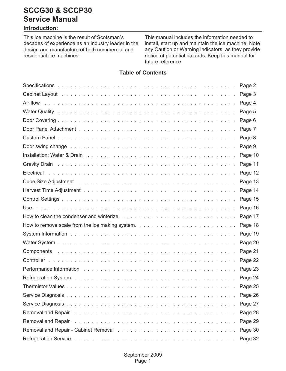 Scotsman SCCG30 User Manual | 30 pages