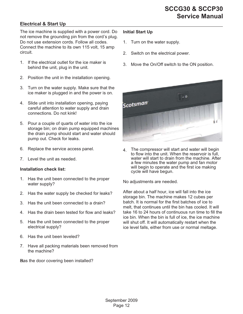 Electrical, Sccg30 & sccp30 service manual | Scotsman SCCG30 User Manual | Page 13 / 30