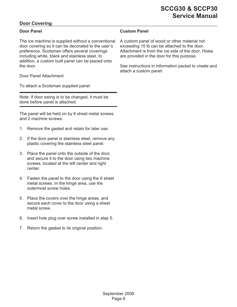 Sccg30 & sccp30 service manual | Scotsman SCCG30 User Manual | Page 6 / 30