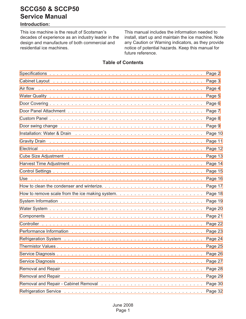 Scotsman SCCG50 User Manual | 33 pages