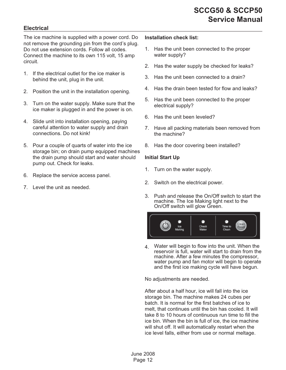 Electrical, Sccg50 & sccp50 service manual | Scotsman SCCG50 User Manual | Page 13 / 33