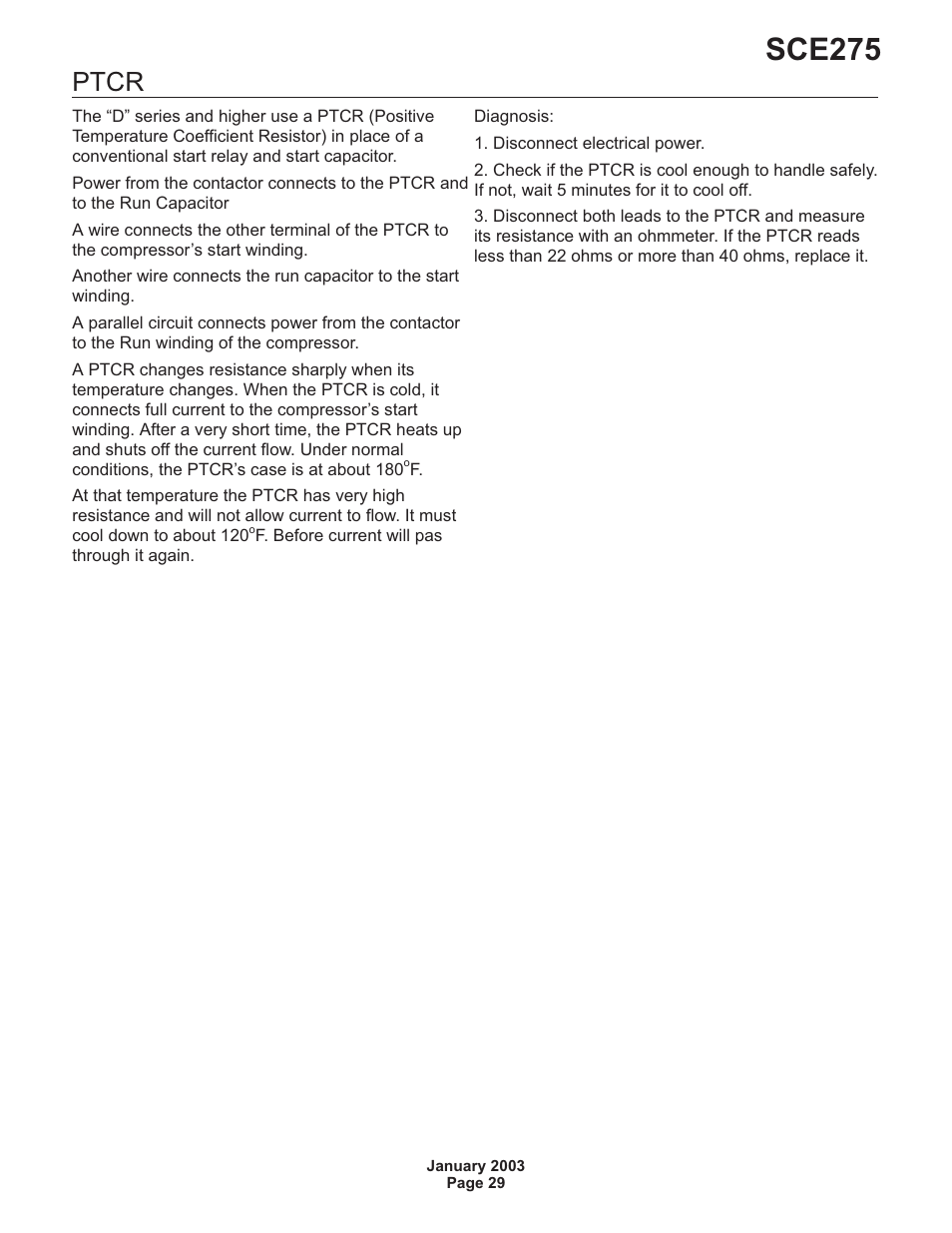 Ptcr 29, Sce275, Ptcr | Scotsman SCE275 User Manual | Page 29 / 36