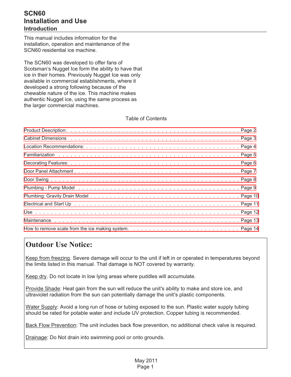 Scotsman SCN60 User Manual | 38 pages