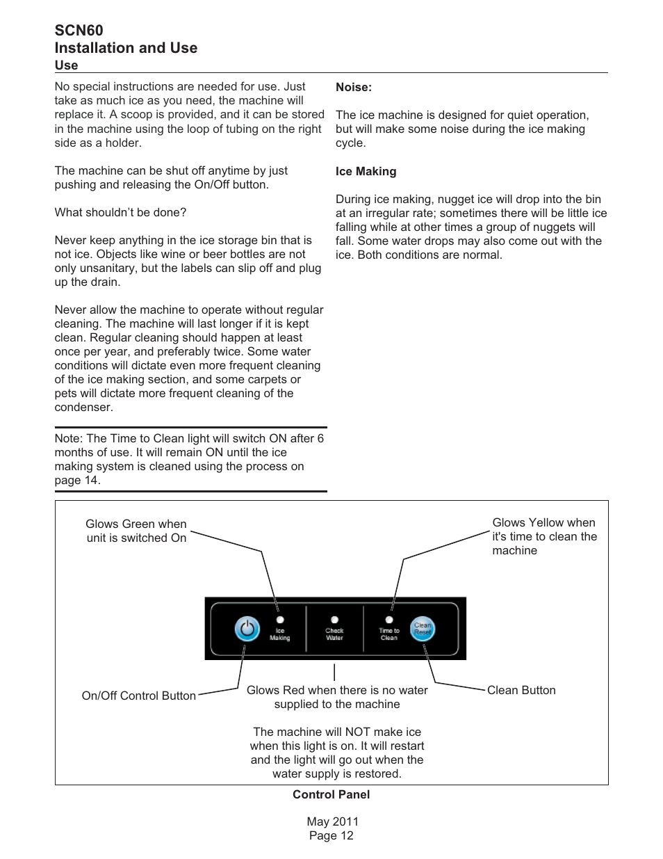 Scn60 installation and use | Scotsman SCN60 User Manual | Page 13 / 38