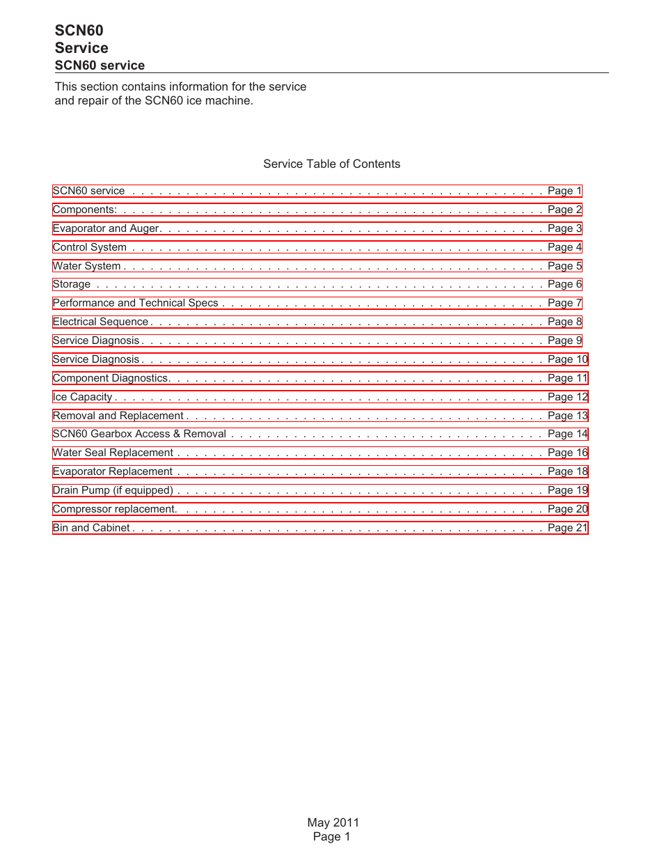 Scn60 service | Scotsman SCN60 User Manual | Page 18 / 38