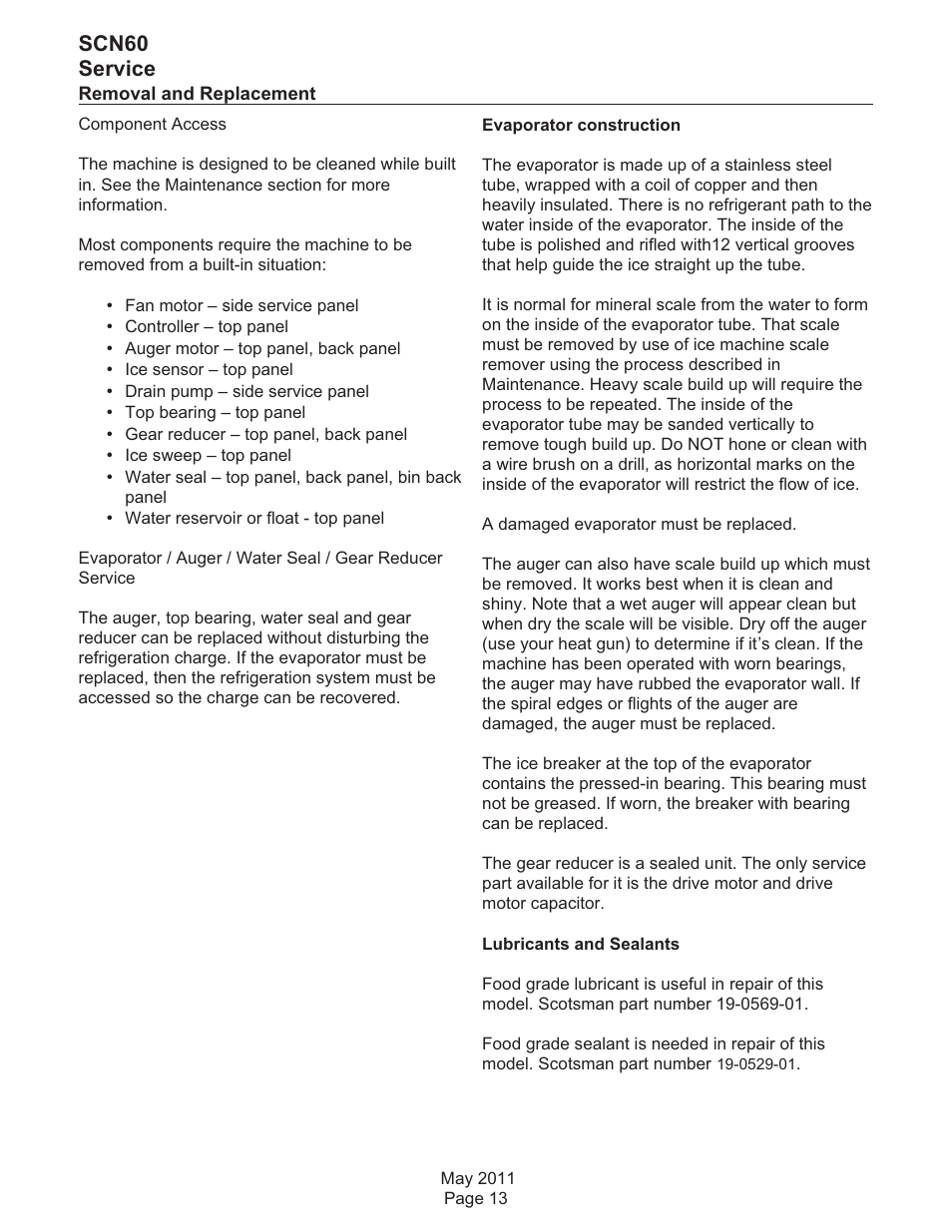Scn60 service | Scotsman SCN60 User Manual | Page 30 / 38