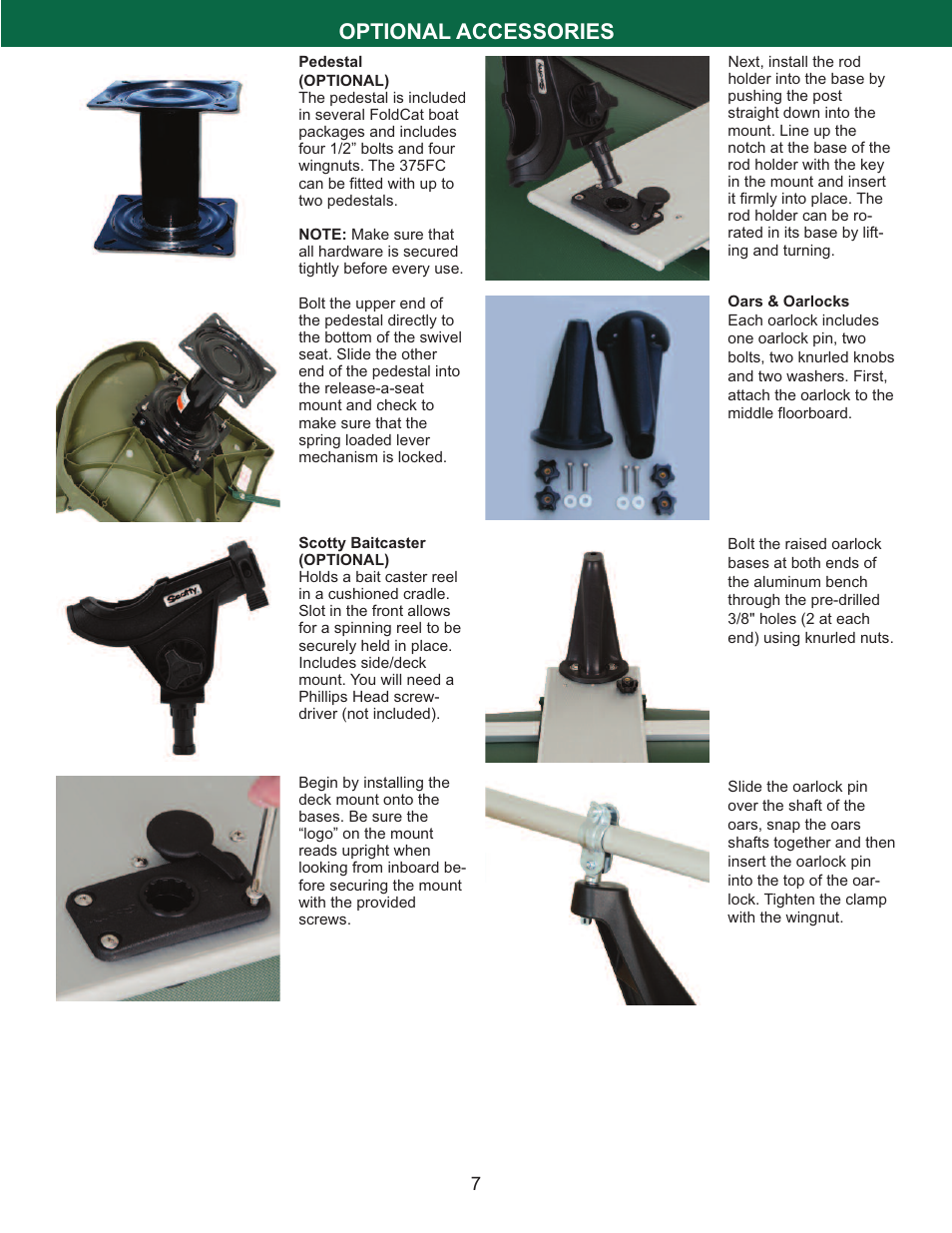 Optional accessories | Sea Eagle FoldCat (375FC) User Manual | Page 8 / 13