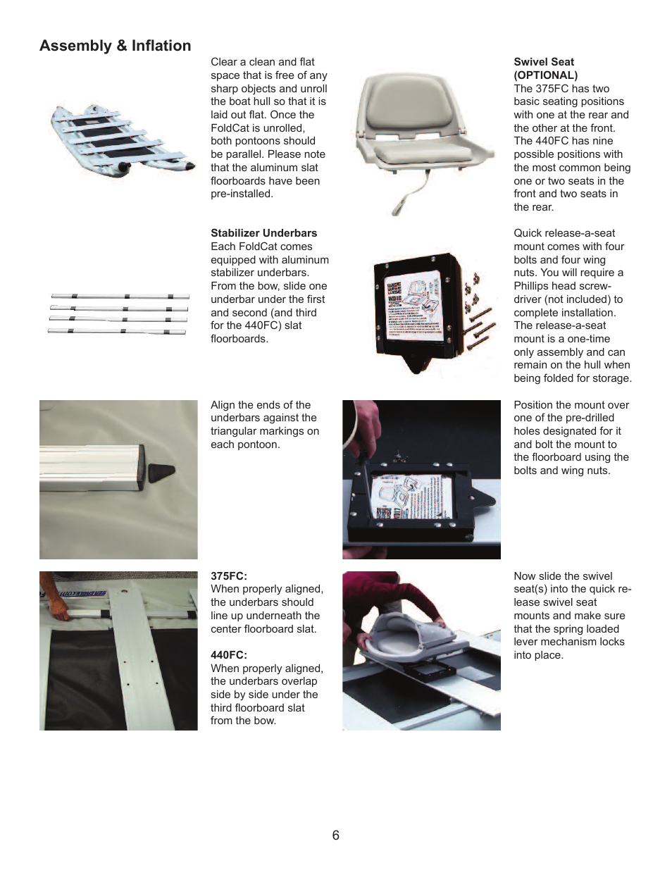 Assembly & inflation | Sea Eagle Classic FoldCat (Classic 375FC) User Manual | Page 7 / 15