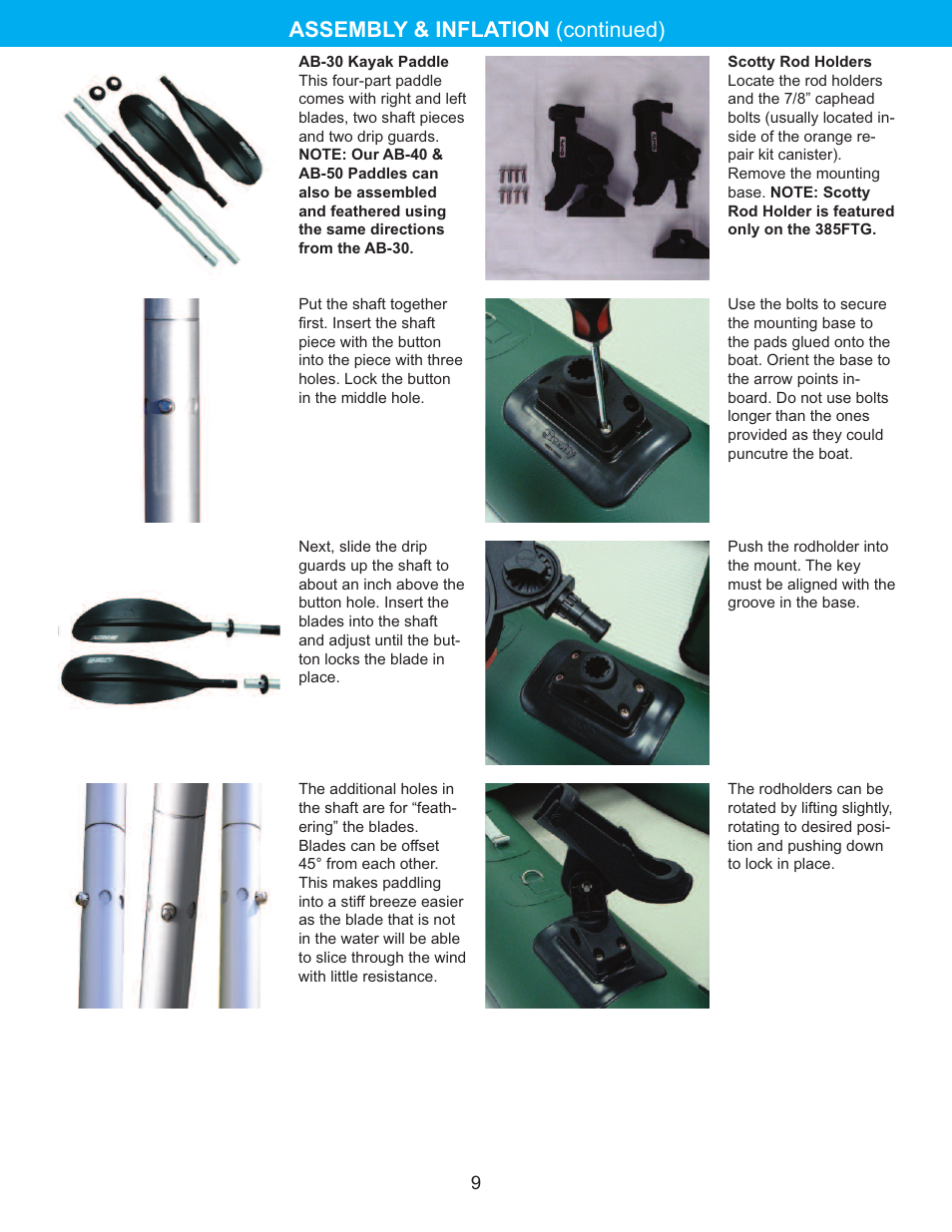Assembly & inflation (continued) | Sea Eagle FastTrack Kayaks (385FT, 385FTG, 465FT) User Manual | Page 10 / 15
