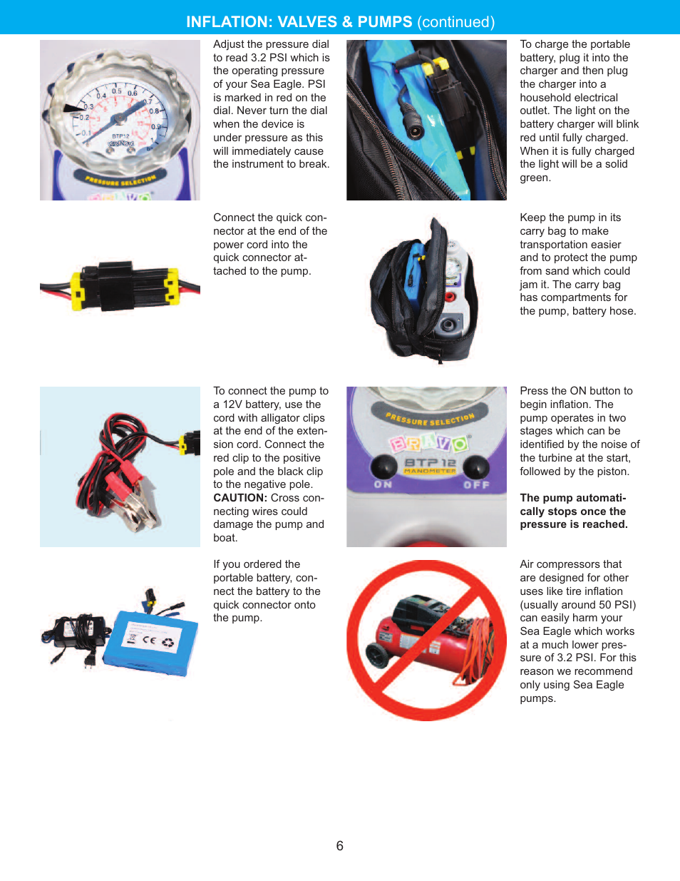 Inflation: valves & pumps (continued) | Sea Eagle FastTrack Kayaks (385FT, 385FTG, 465FT) User Manual | Page 7 / 15