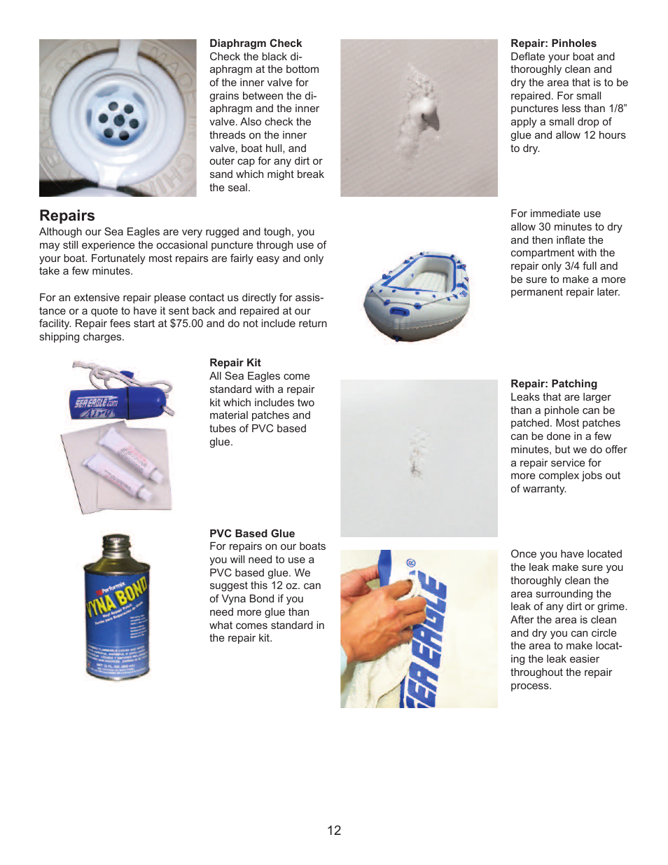 Repairs | Sea Eagle Classic Motormount SE-8 and 9 (SE 8, Classic SE 9) User Manual | Page 13 / 14