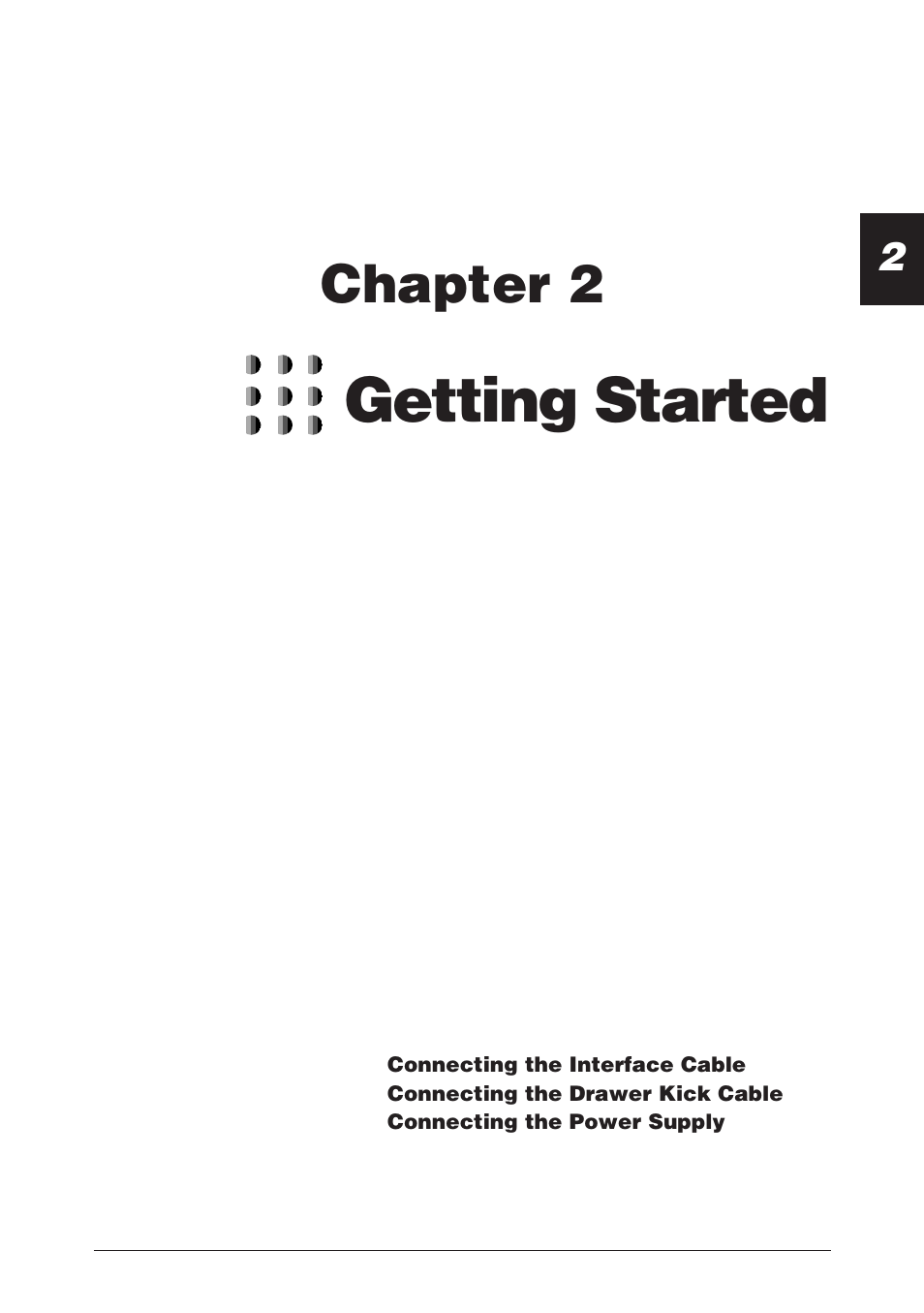 Chapter 2 getting started, Getting started, Chapter 2 | CBM America CBM-262 User Manual | Page 16 / 130