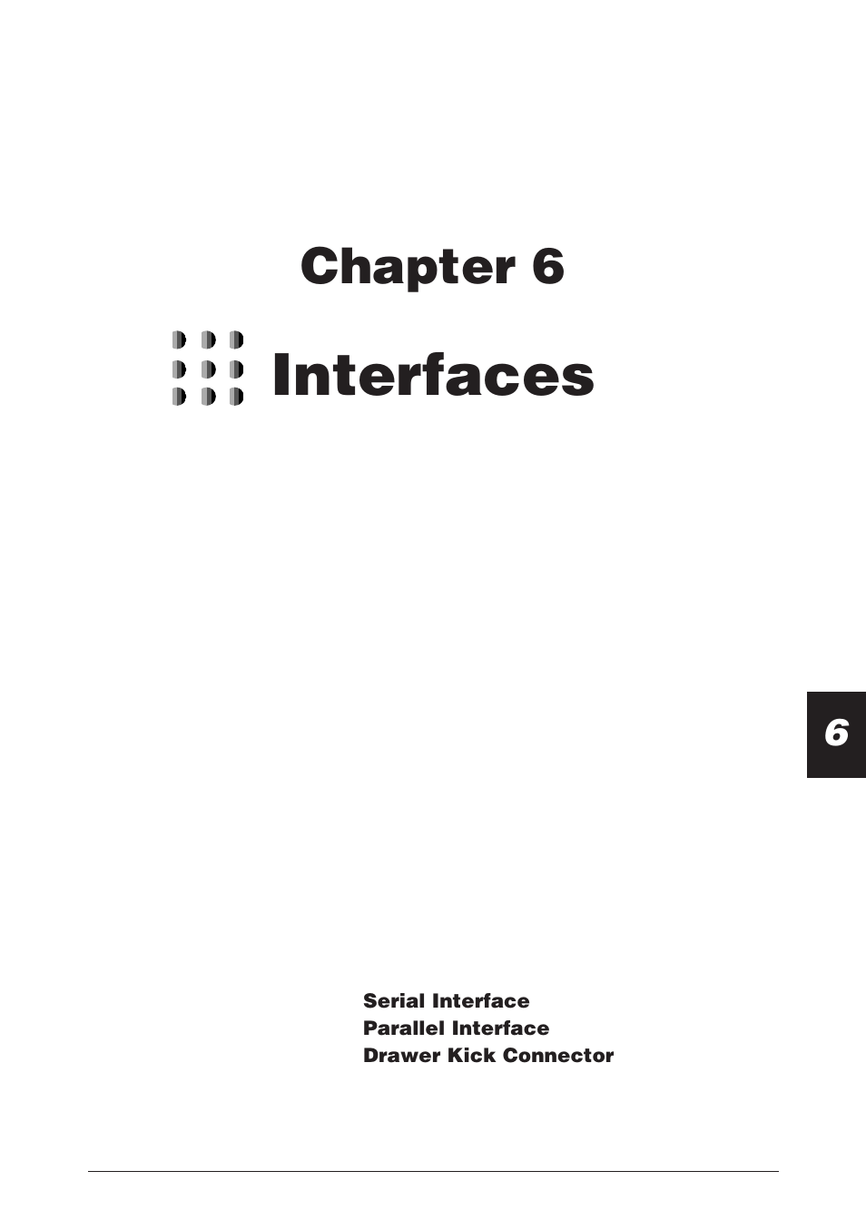 Chapter 6 interfaces, Interfaces, Chapter 6 | CBM America CBM-262 User Manual | Page 40 / 130