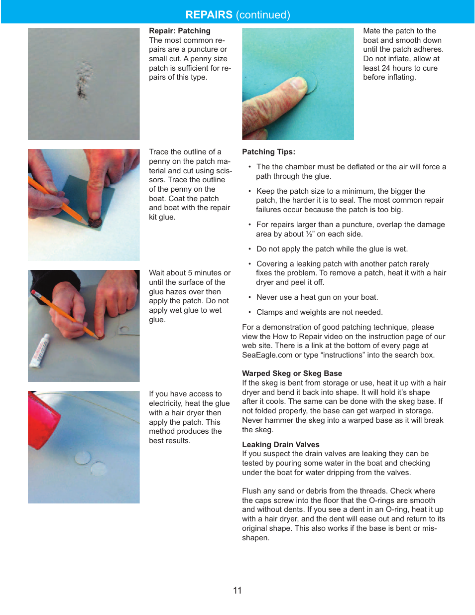 Repairs (continued) | Sea Eagle NeedleNose SUP (NN116, NN126, NN14) User Manual | Page 12 / 13