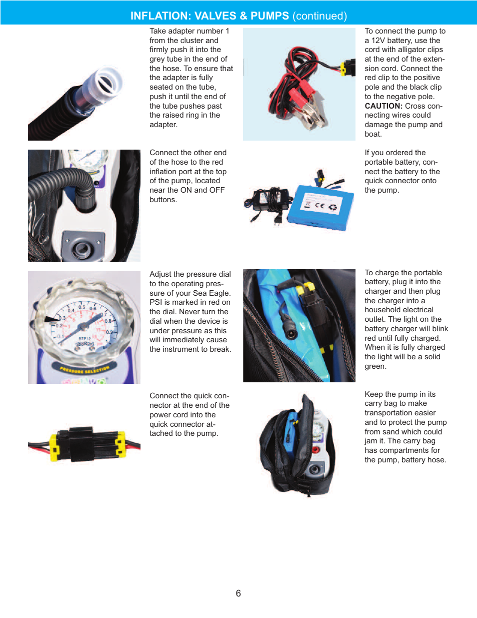 Inflation: valves & pumps (continued) | Sea Eagle NeedleNose SUP (NN116, NN126, NN14) User Manual | Page 7 / 13