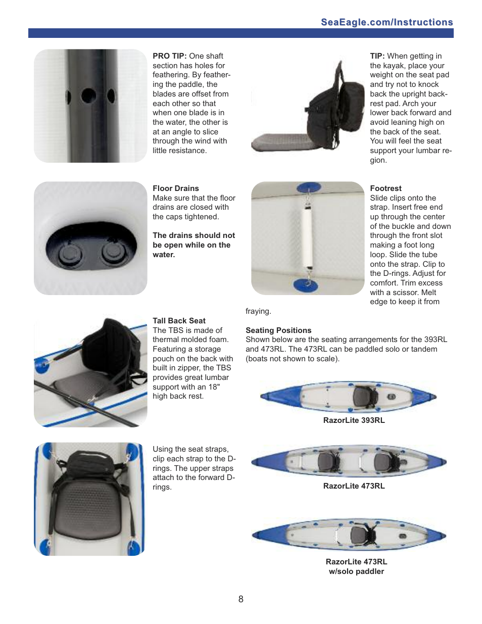 Sea Eagle RazorLite Kayaks (393RL RazorLite, 473RL RazorLite) User Manual | Page 9 / 13