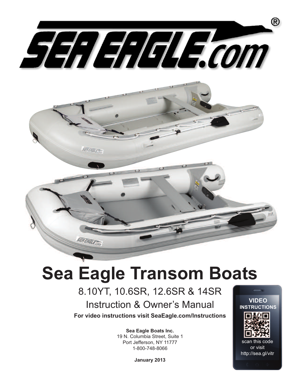 Sea Eagle Transom Sport Boats & 8.10yt Yacht Tender (10.6SRY, 10.6SR, 12.6SR, 14SR) User Manual | 18 pages
